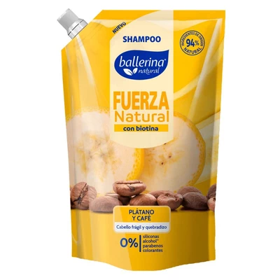 Shampoo Ballerina Fuerza Natural Platano y Café 750 ml