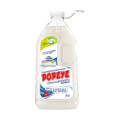 Detergente Líquido Sin Colorantes Popeye Hipoalergénico 3 lts