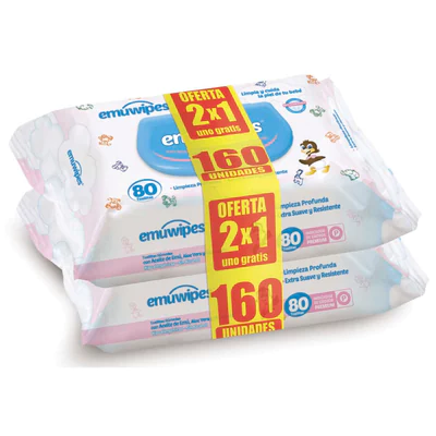 Toallitas Húmedas Emuwipes Hipoalergénicas 2 X 80 c/u