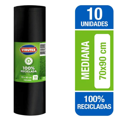 Bolsas de Basura Ecológicas Virutex Mediana 70x90 cm 10 Unid