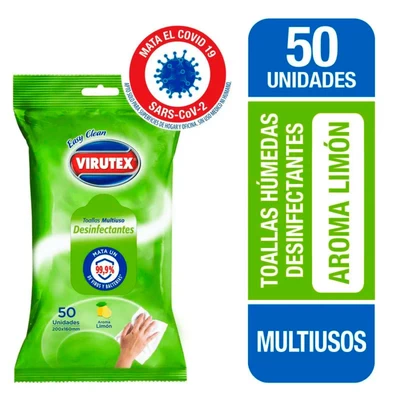 Toallitas Desinfectantes Multiuso Virutex Aroma Limón 50 Unid