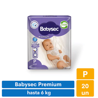 Pañales Babysec Premium P (20 unid)