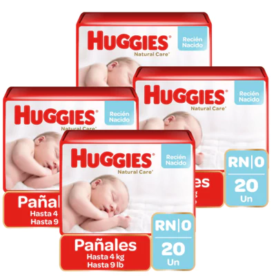 Pañales Huggies Natural Care RN (80 unid)