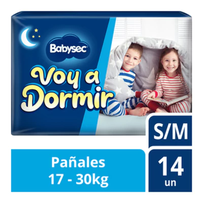 Pañales Babysec Voy a Dormir S/M (14 unid)