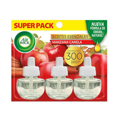 Repuesto Aromatizante Ambiental Eléctrico Air Wick Manzana y Canela Super Pack