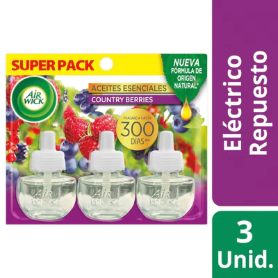 Repuesto Aromatizante Ambiental Eléctrico Air Wick Country Berries Super Pack