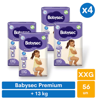 Pañales Babysec Premium XXG (56 unid)