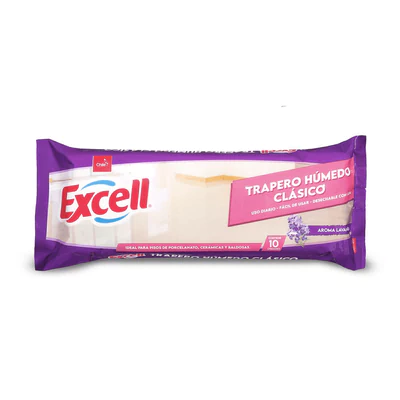 Trapero Húmedo Clásico Excell Lavanda 10 Unid