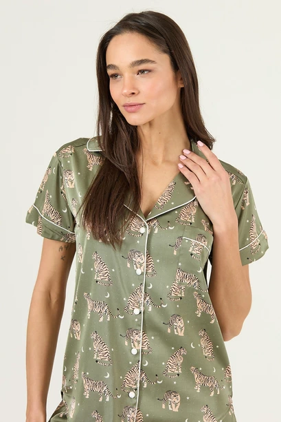 Pijama Roma Short Verde Estampado