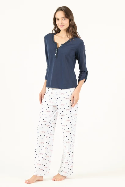 Pijama Clara Manga Larga Azul