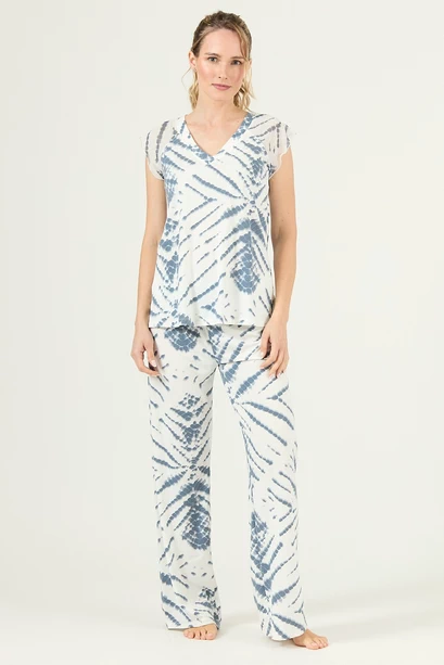 Pijama Dame Pantalon Largo Azul