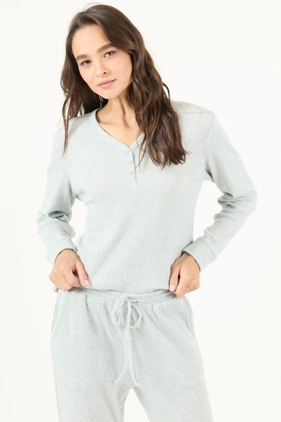 Pijama Leti Rib Gris Claro