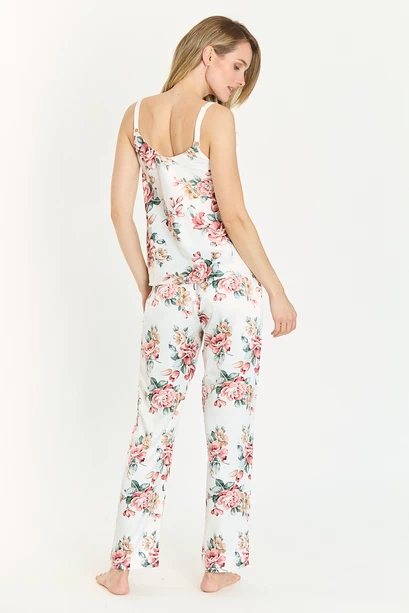 Pijama Cinta Pantalon Largo Blanco Estampado