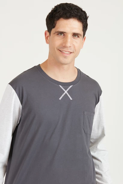 Pijama Tomas Pantalon Largo Gris