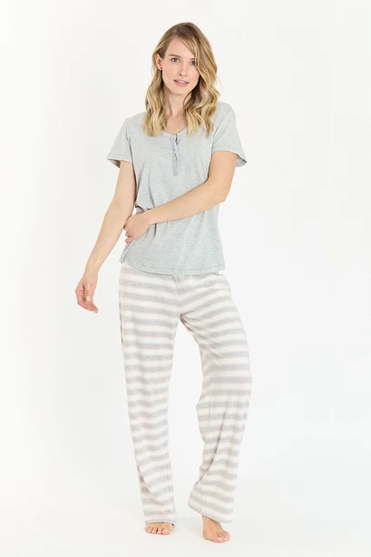 Pijama New Rayas Gris