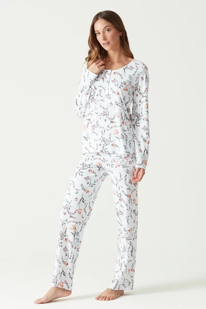 Pijama New Cuore Pantalon Largo Ivory Estampado