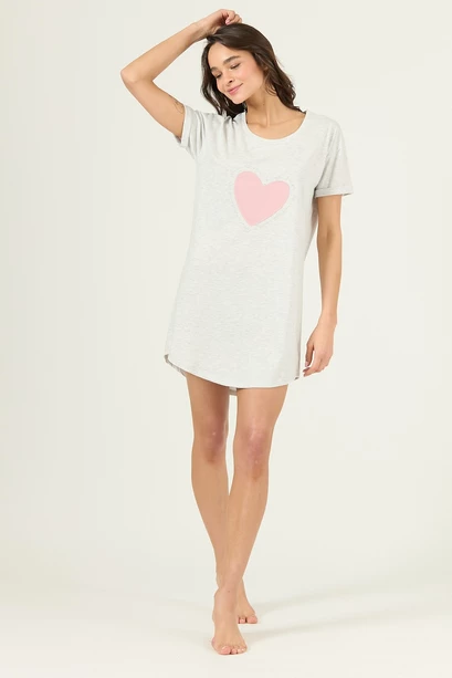 Camisa Emilia Manga Corta Gris Melange