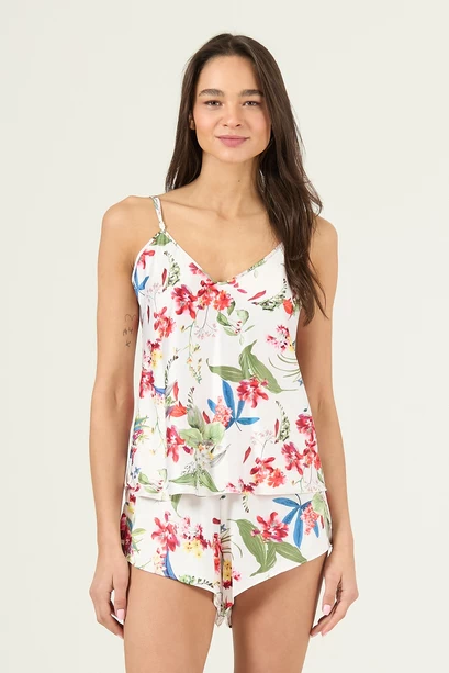 Pijama Nieve Short Nacional Blanco Flor