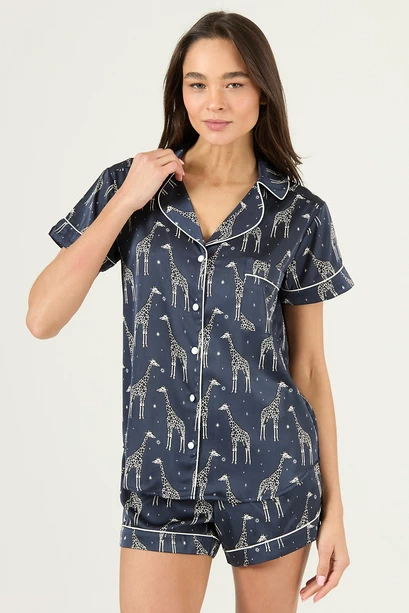 Pijama Roma Short Azul Estampado
