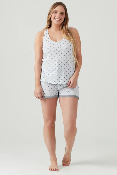 Pijama New Heart Short Gris