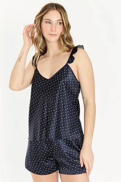 Pack Satin Azul Estampado Corazon