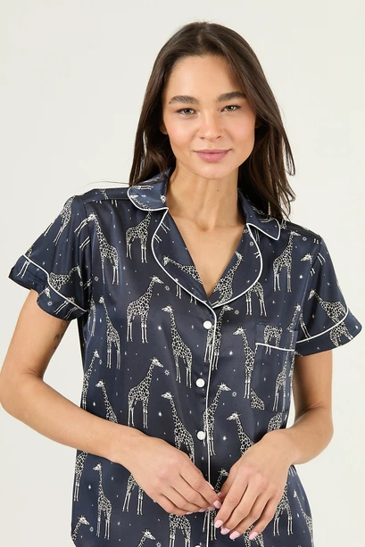 Pijama Roma Short Azul Estampado