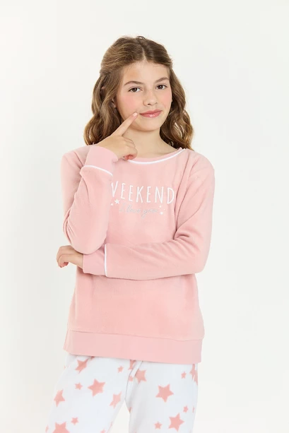 Pijama Cuello Polar Kids Rosado