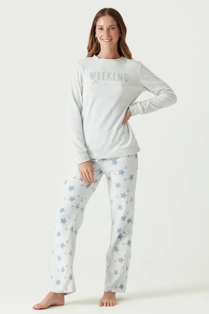 Pijama Cuello Polar Gris