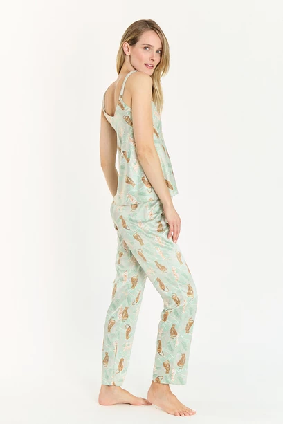 Pijama Cinta Pantalon Largo Verde Estampado