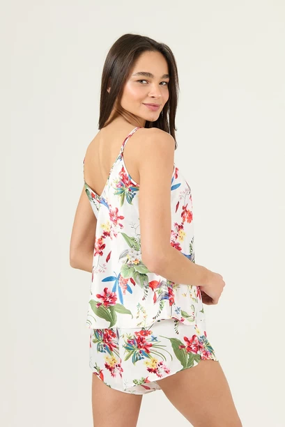 Pijama Nieve Short Nacional Blanco Flor