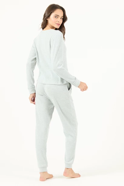 Pijama Leti Rib Gris Claro