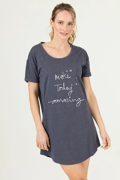 Camisa Emilia Manga Corta Azul Melange
