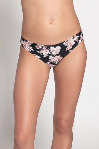 Bottom Bikini Elastico Negro Flor
