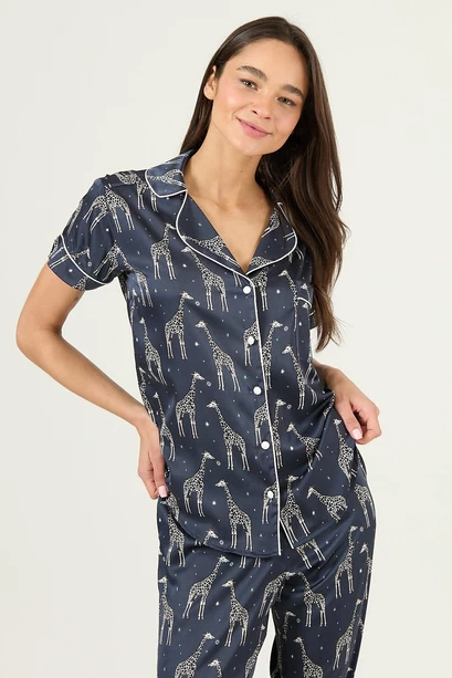 Pijama Roma Pantalon Manga Corta Azul Estampado