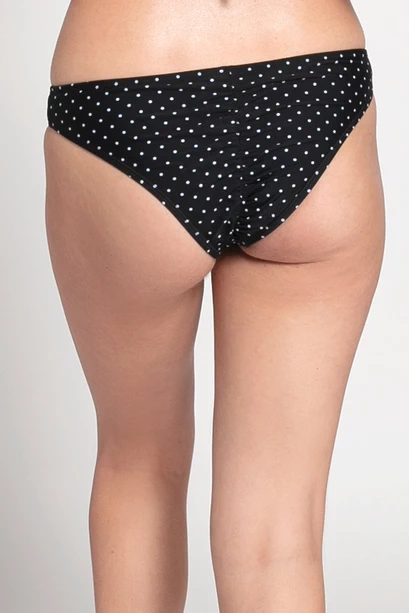 Bottom Bikini Elastico Negro Puntos