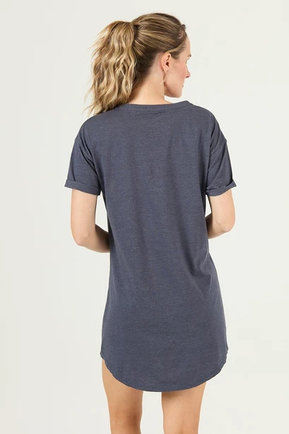 Camisa Emilia Manga Corta Azul Melange
