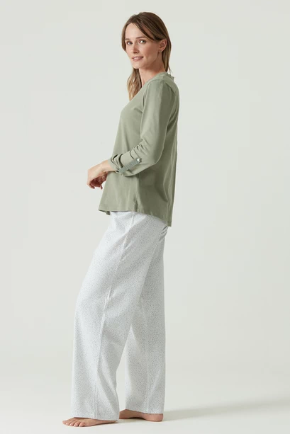 Pijama Rayas Manga Larga Verde