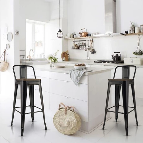 Piso de Bar Tolix con Asiento de Madera - Negro - vista alternativa