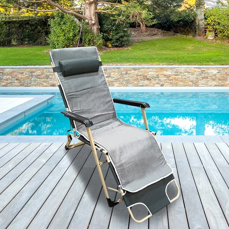Reposera Plegable Reclinable con Acolchado Gris - vista alternativa