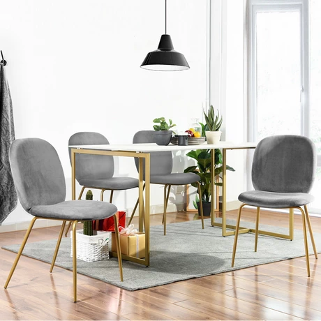 Pack 2 Sillas de Comedor de Terciopelo Gris - vista alternativa