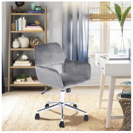 Silla de Escritorio Cromwell Terciopelo - Gris - vista alternativa