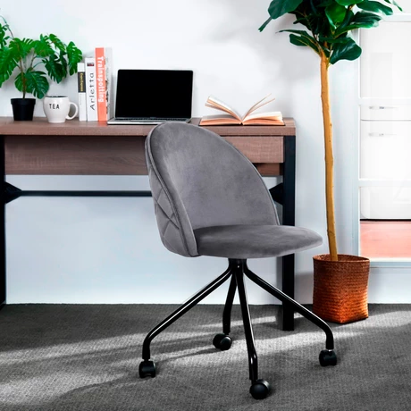 Silla de Escritorio Terciopelo con Ruedas Gris - vista alternativa