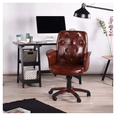 Silla de Oficina Ergonómica PU Ajustable - Café - vista alternativa