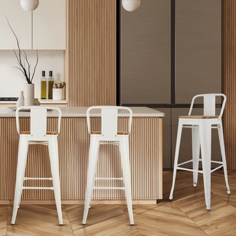 Piso de Bar Tolix con Asiento de Madera - Blanco - vista alternativa