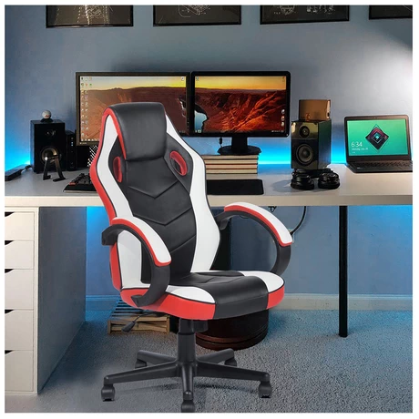 Silla Gamer PU Flow Ergonómica Escritorio - Blanco/Rojo - vista alternativa