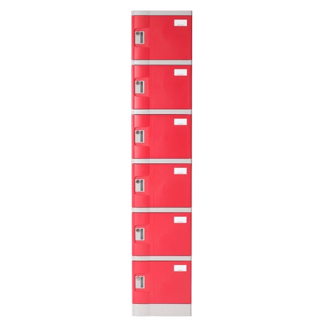 Locker Plástico ABS 6 puertas rojo
