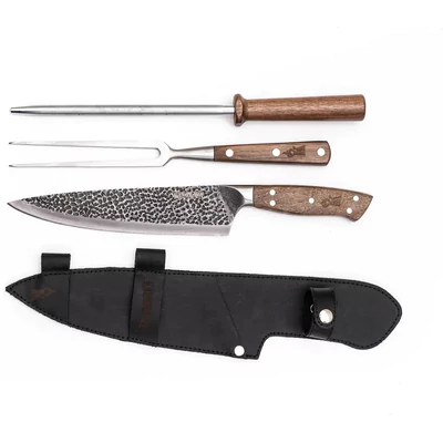 TRILOGÍA EN CUERO: PINCHO PRO + CUCHILLO CURACAVÍ + ASTÍL