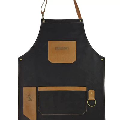 PECHERA PARRILLERA DE JEANS CON CUERO