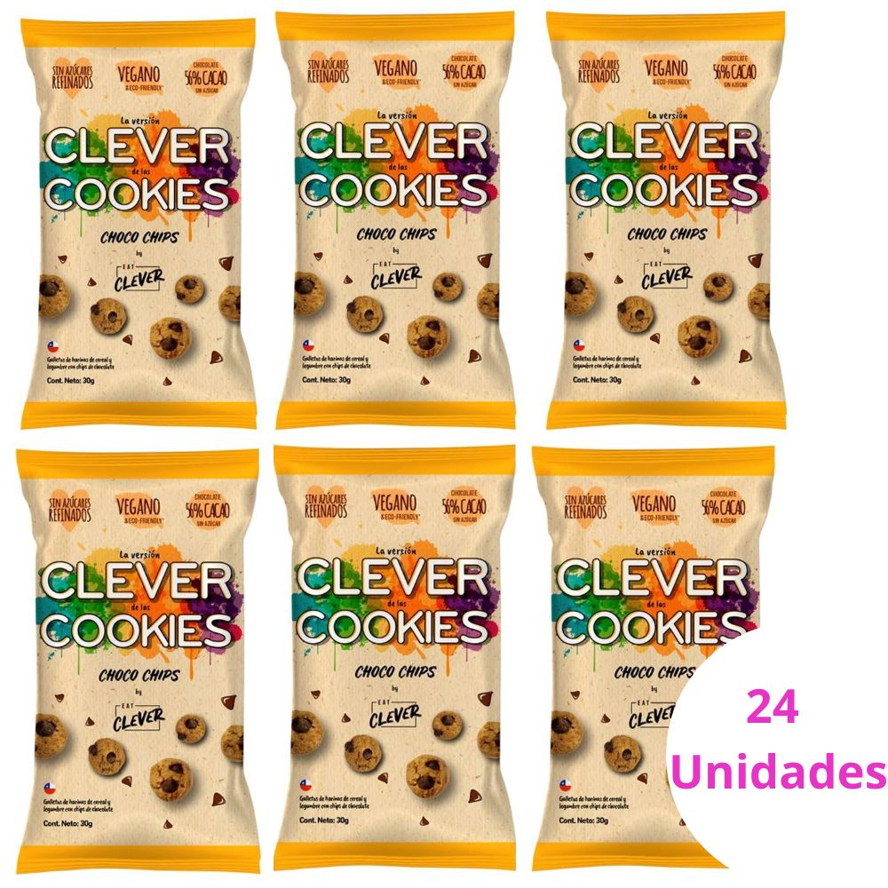 Pack 24 Galletas Clever Cookies Choco Chips - 30 grs - Compra online en ...