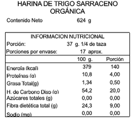 Harina de Trigo Sarraceno Integral Orgánica- Libre de Gluten -624 grs